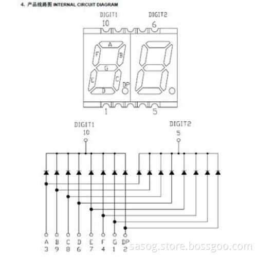 0.39-inch Dual Digit SMD LED Display, Red Color, 640nm, Common Cathode